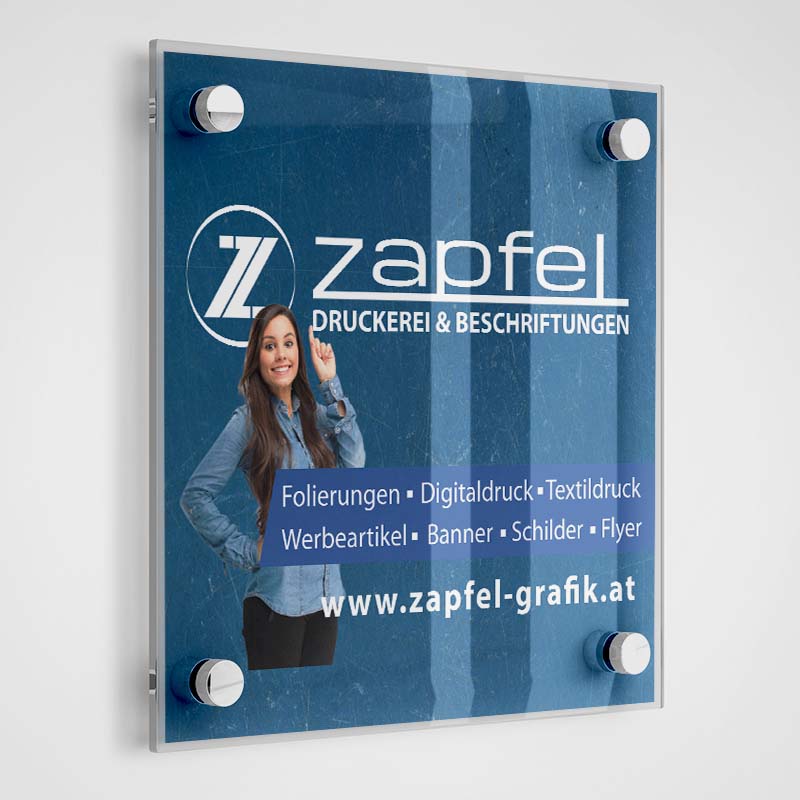 Firmenschild Plexiglas Acryl Druckerei Zapfel Pinkafeld