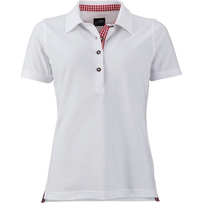 Damen Trachten Polo-Shirt Weiß