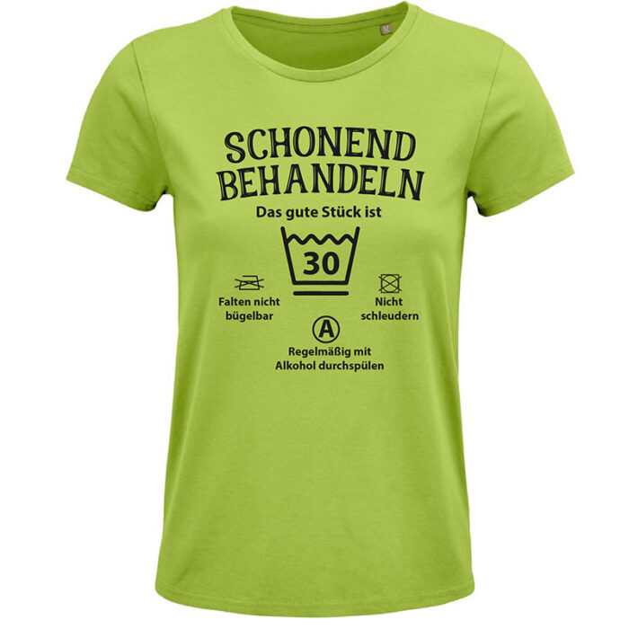 Damen T-Shirt Geburtstag Schonen behandeln Zapfel Lime Green Pinkafeld
